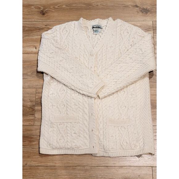 Aran Crafts Merino Wool Cardigan Sweater Women Sz 1X Cottagecore Cream - Picture 11 of 12